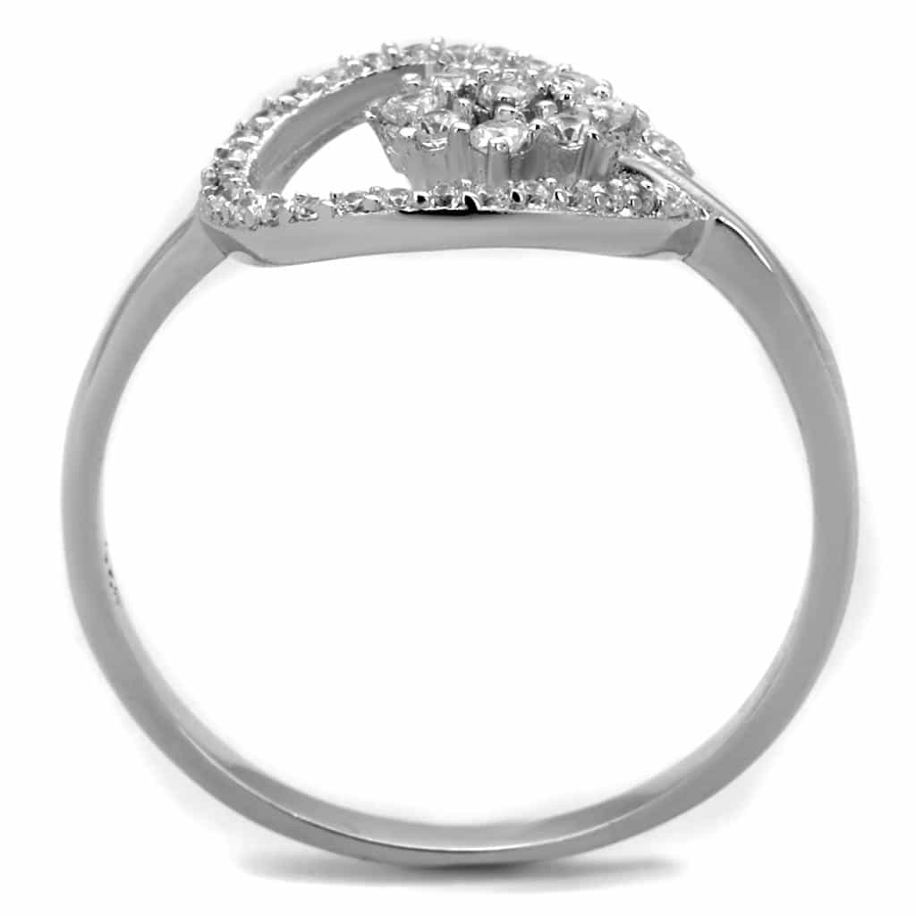 Sterling Silver CZ Star Flower Circle Halo Ring view 3