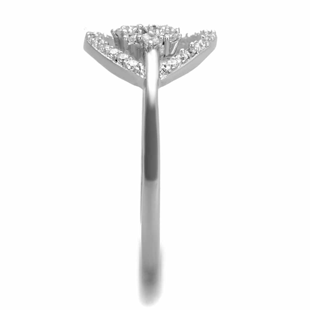 Sterling Silver CZ Star Flower Circle Halo Ring view 4