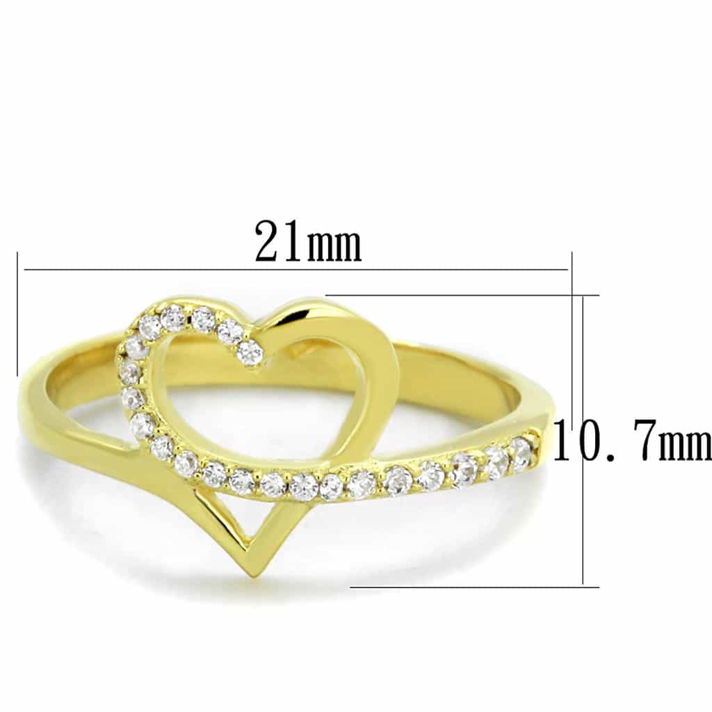 Sterling Silver Gold Two Tone CZ Open Heart Ring view 2