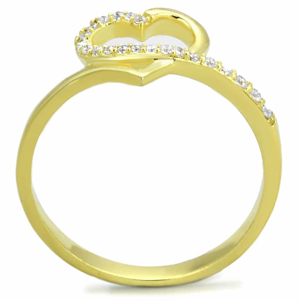 Sterling Silver Gold Two Tone CZ Open Heart Ring view 8