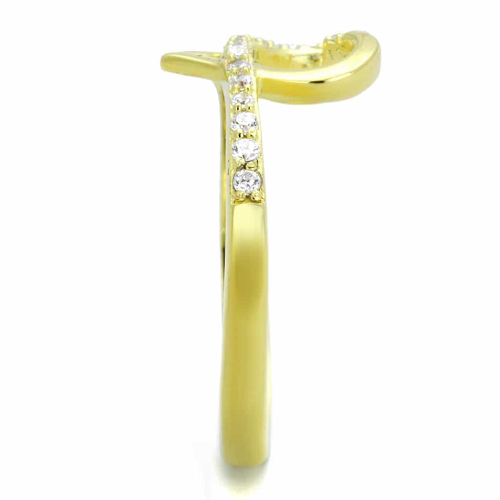Sterling Silver Gold Two Tone CZ Open Heart Ring view 4