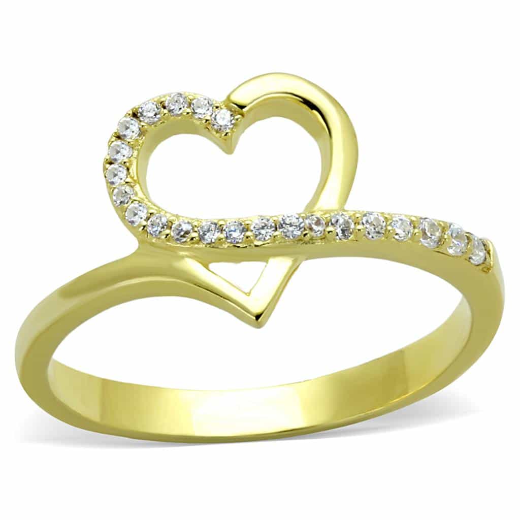 Sterling Silver Gold Two Tone CZ Open Heart Ring view 10