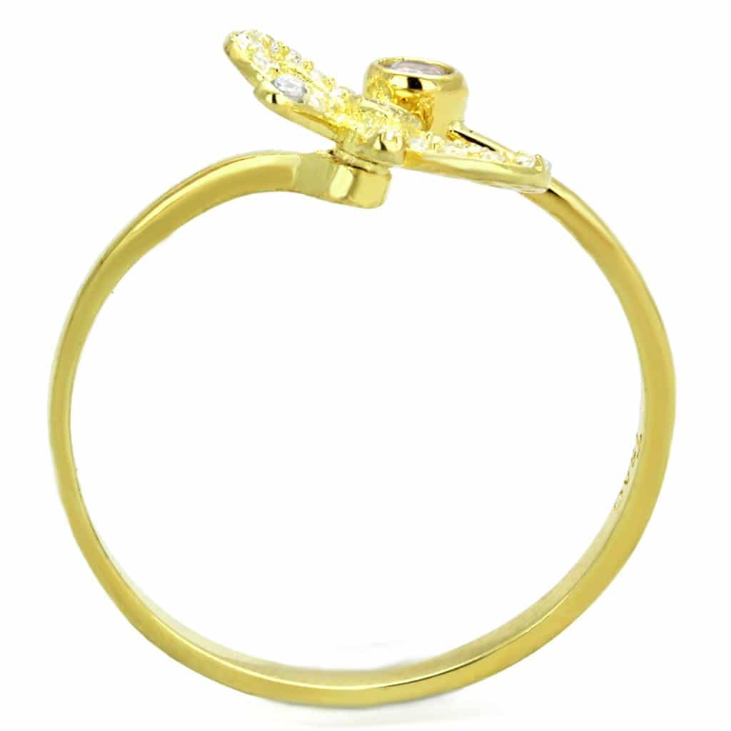 Sterling Silver Gold Two Tone Pink CZ Bow Ribbon Ring view 8