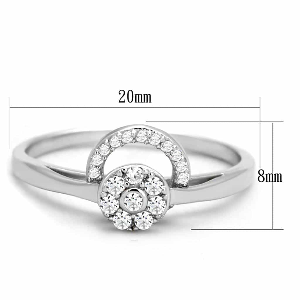 Sterling Silver CZ Round Circle Halo Open Ring view 7