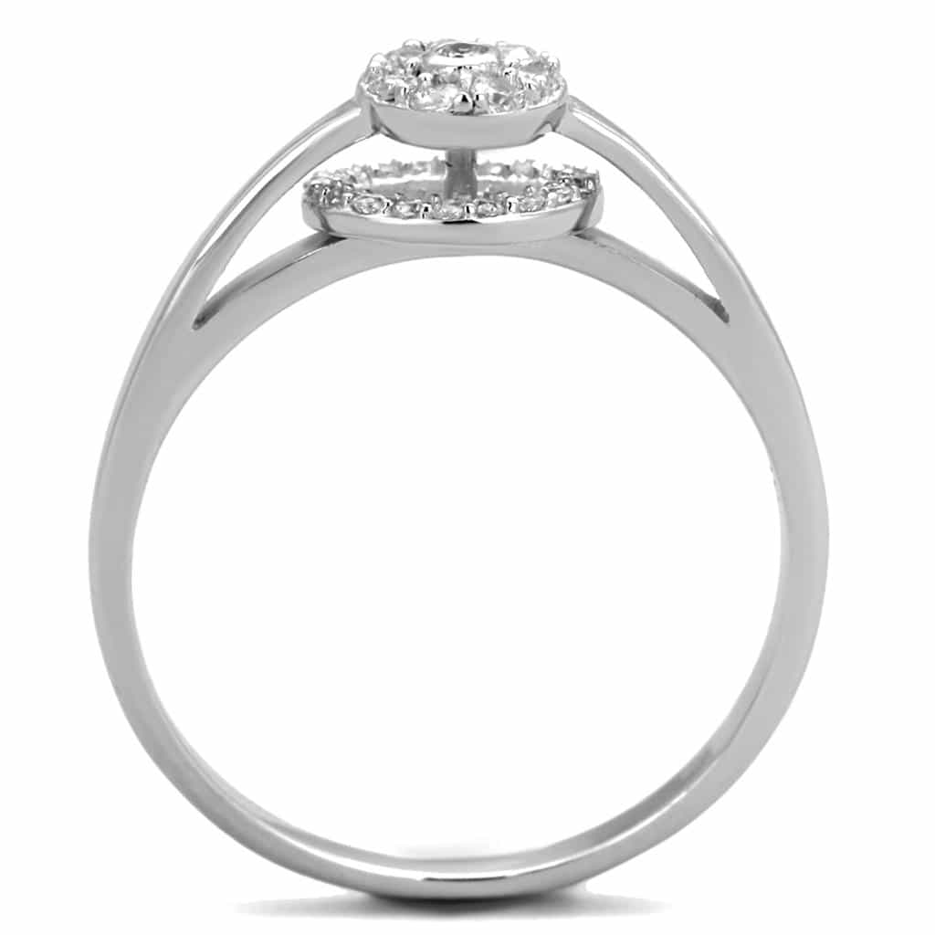 Sterling Silver CZ Round Circle Halo Open Ring view 3
