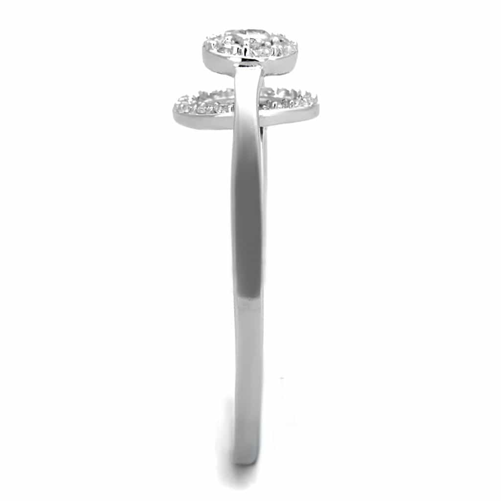 Sterling Silver CZ Round Circle Halo Open Ring view 4