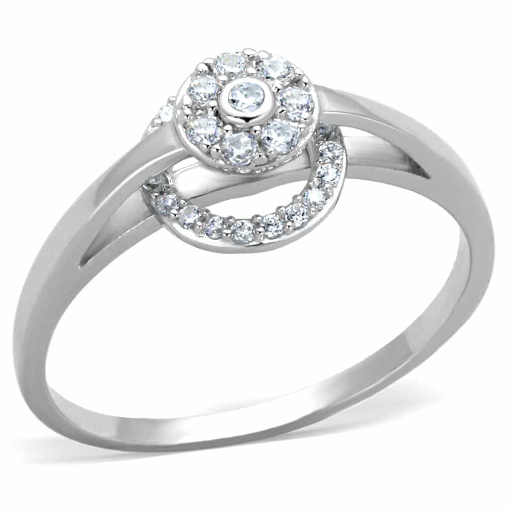 Sterling Silver CZ Round Circle Halo Open Ring view 5