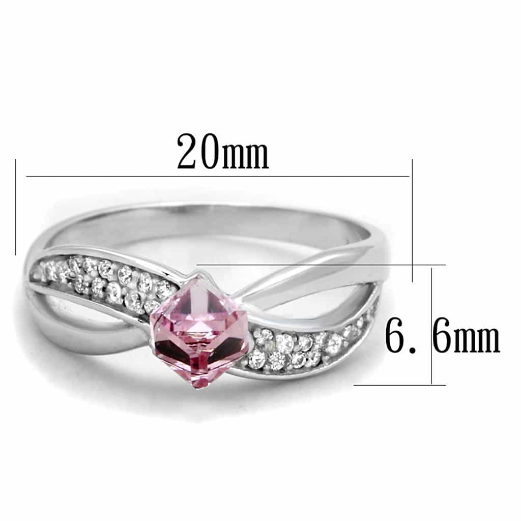 Sterling Silver Pink CZ Princess Infinity Pave Ring view 2