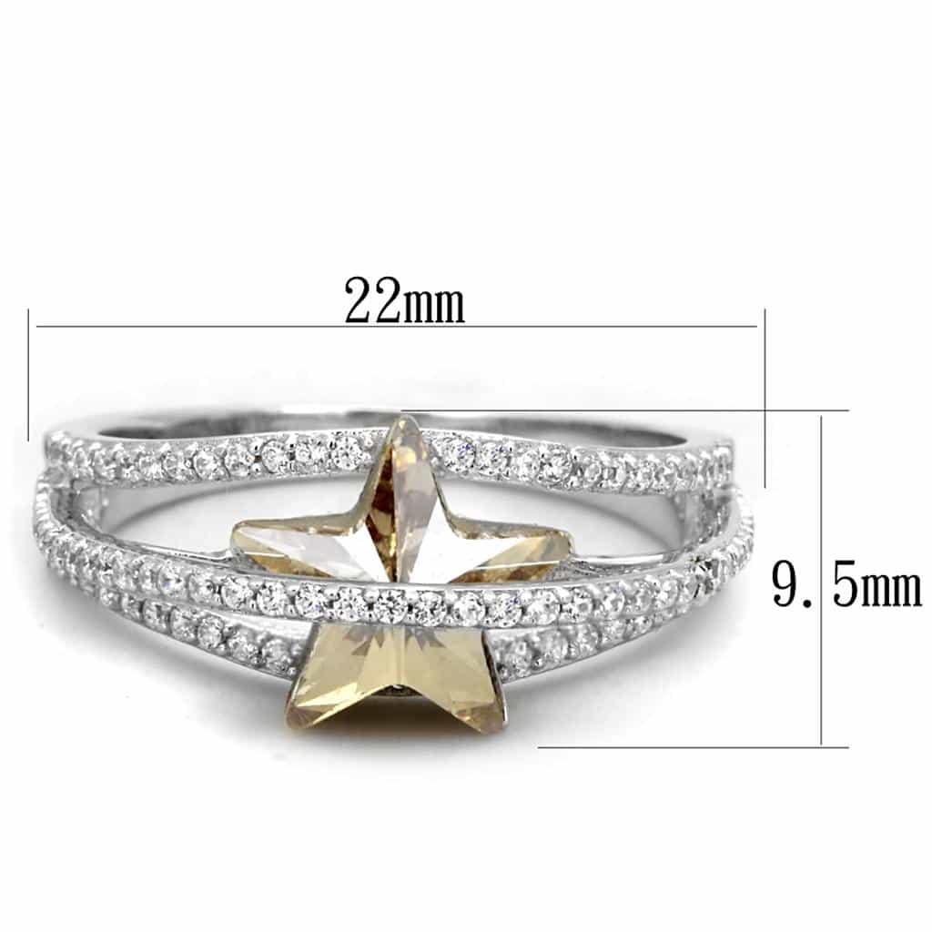 Sterling Silver Gold Two Tone Citrine Star Channel Pave Ring view 7