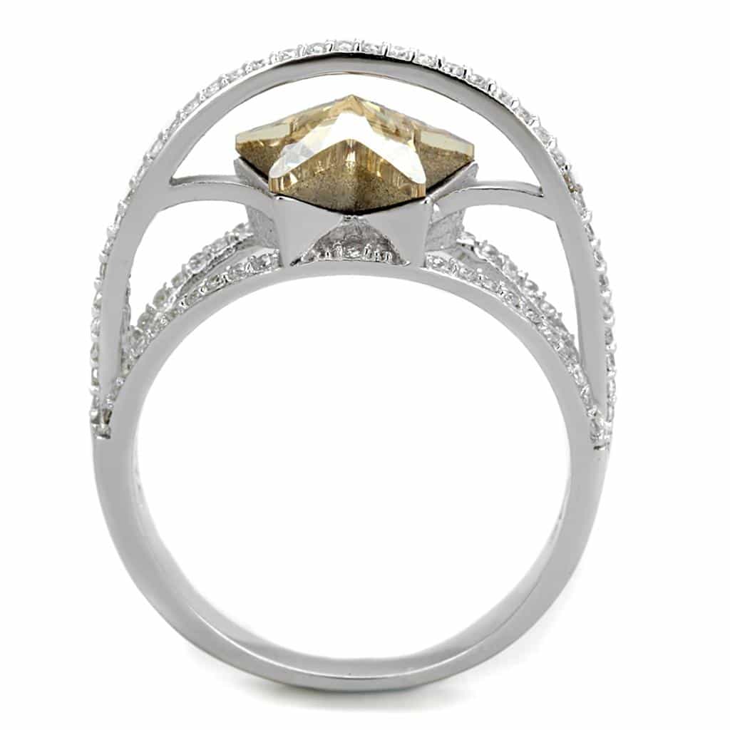 Sterling Silver Gold Two Tone Citrine Star Channel Pave Ring view 8