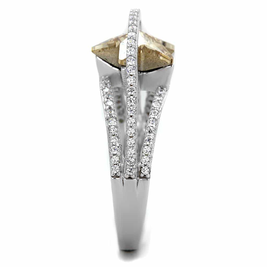 Sterling Silver Gold Two Tone Citrine Star Channel Pave Ring view 9