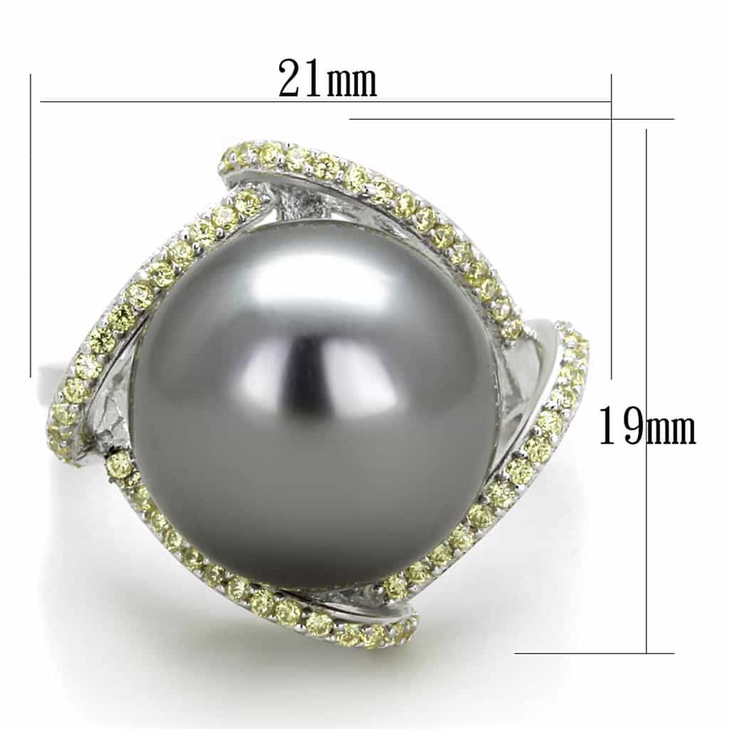 Sterling Silver Grey Tahitian Pearl CZ X Crossover Ring view 2