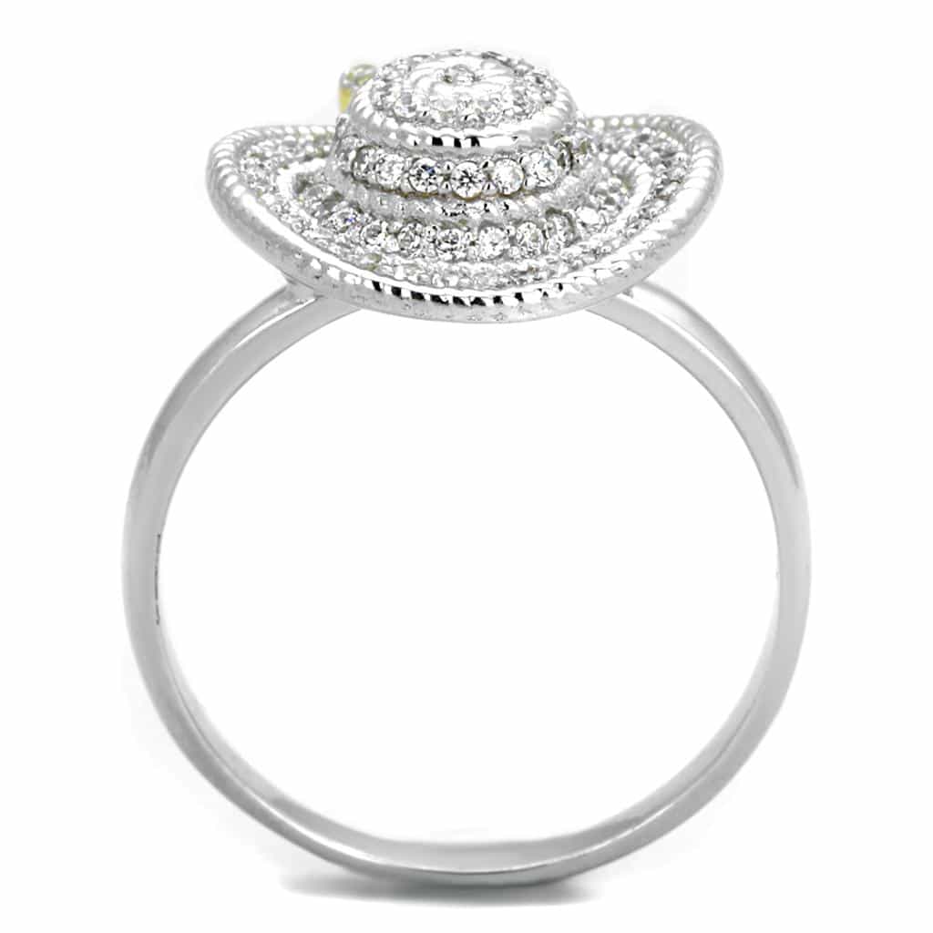 Sterling Silver CZ Concentric Circle Rope Dome Ring view 9