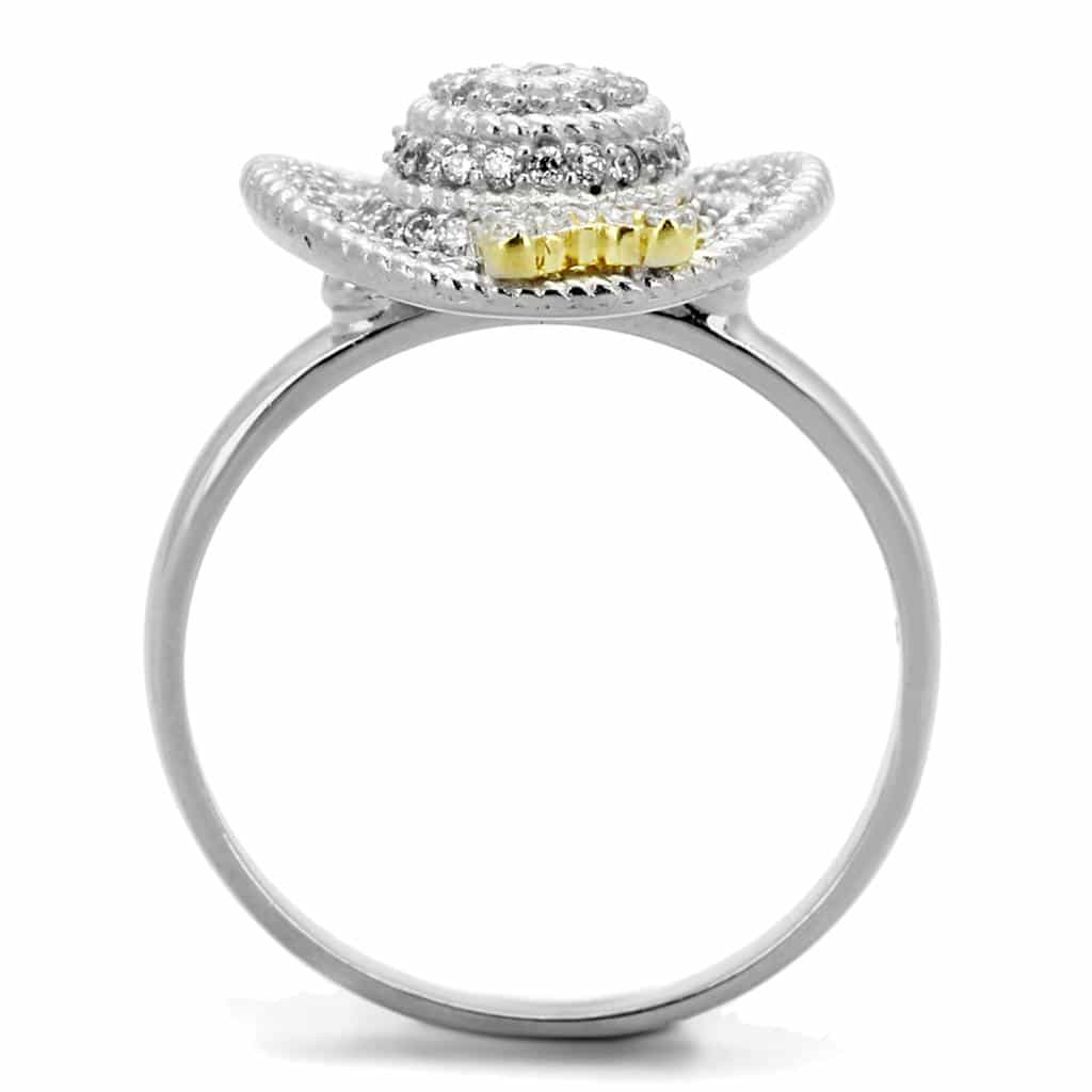 Sterling Silver CZ Concentric Circle Rope Dome Ring view 4