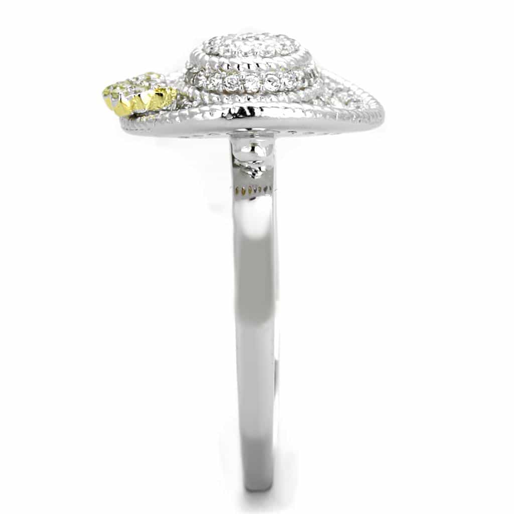 Sterling Silver CZ Concentric Circle Rope Dome Ring view 5