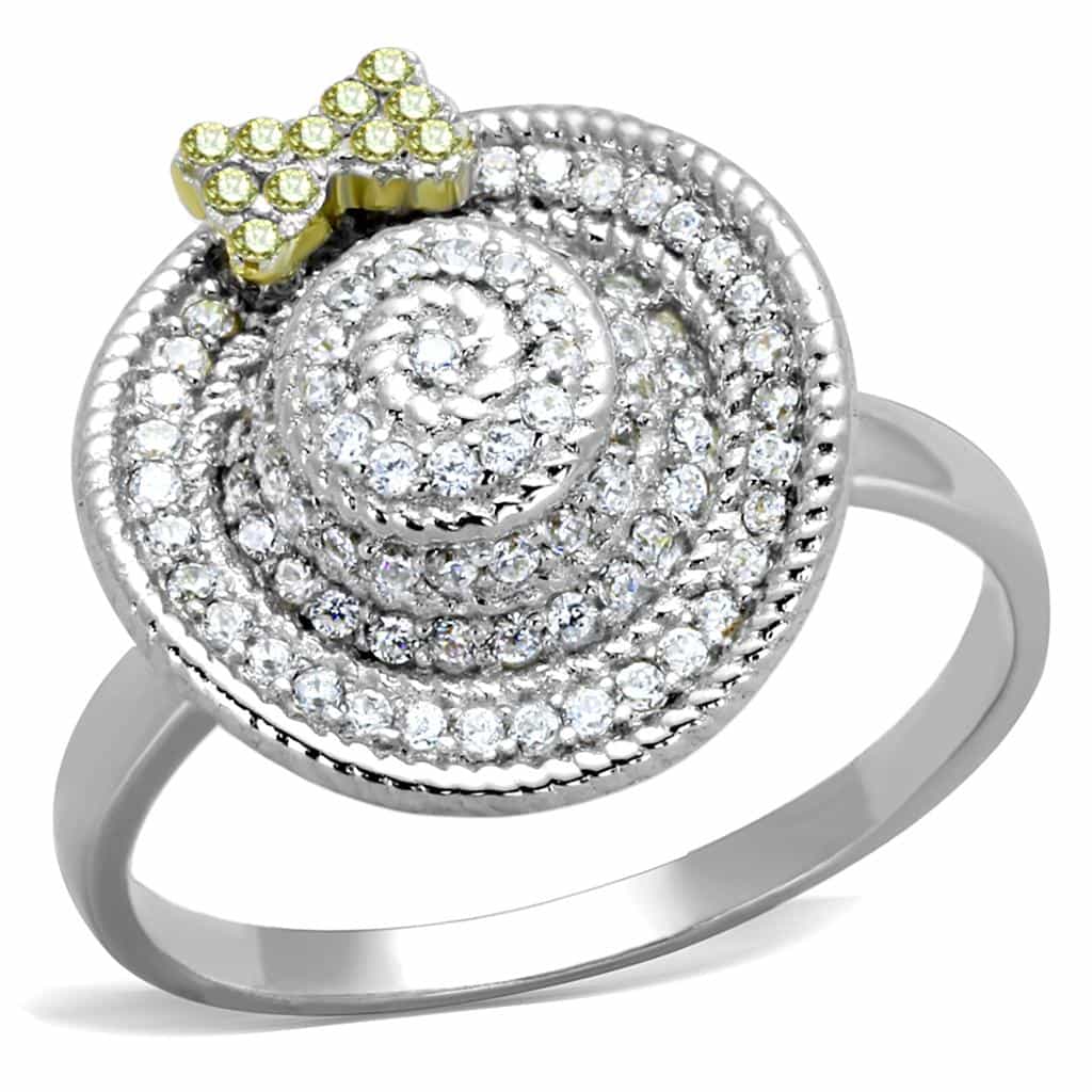 Sterling Silver CZ Concentric Circle Rope Dome Ring view 6