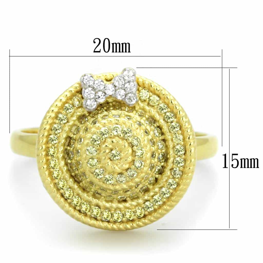 Sterling Silver Gold Two Tone CZ Spiral Rope Dome Ring view 8