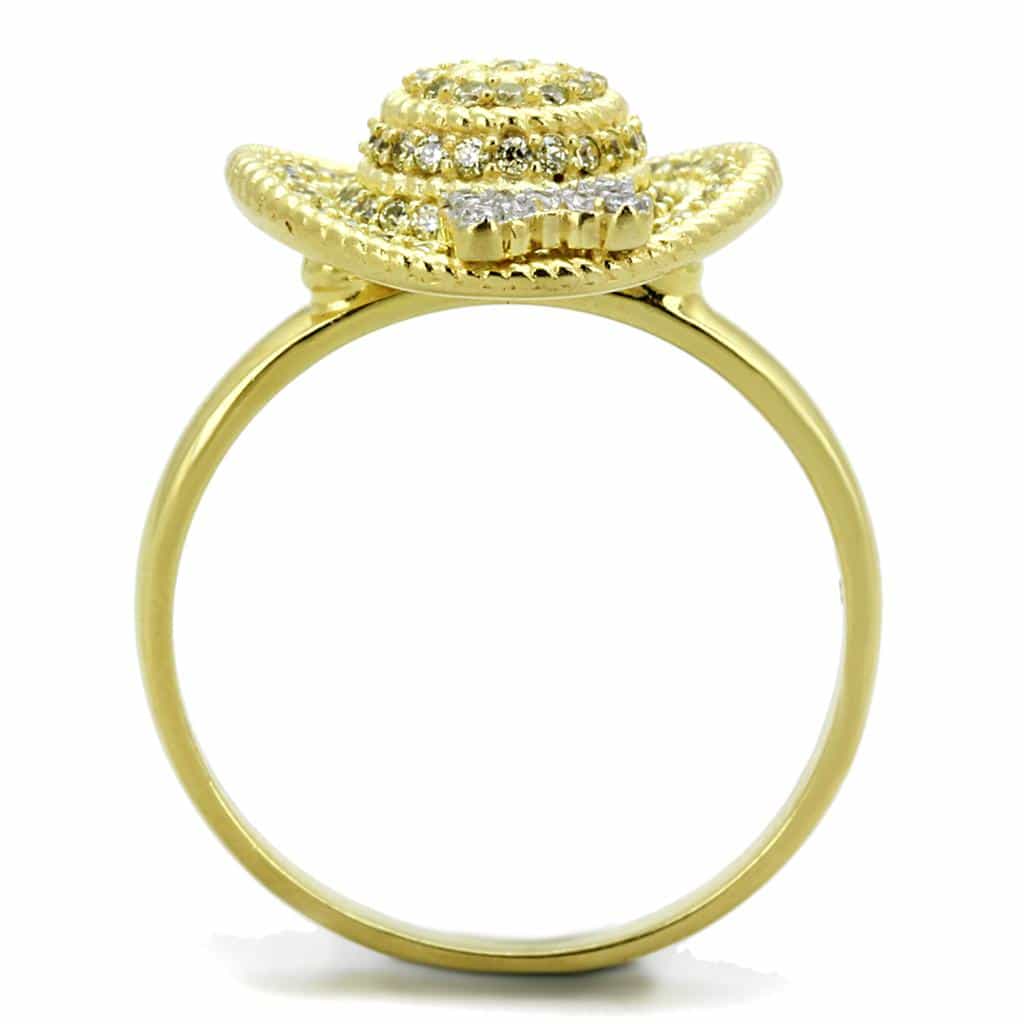Sterling Silver Gold Two Tone CZ Spiral Rope Dome Ring view 9
