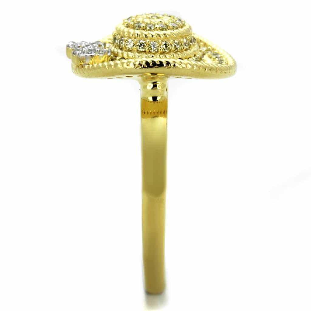 Sterling Silver Gold Two Tone CZ Spiral Rope Dome Ring view 11