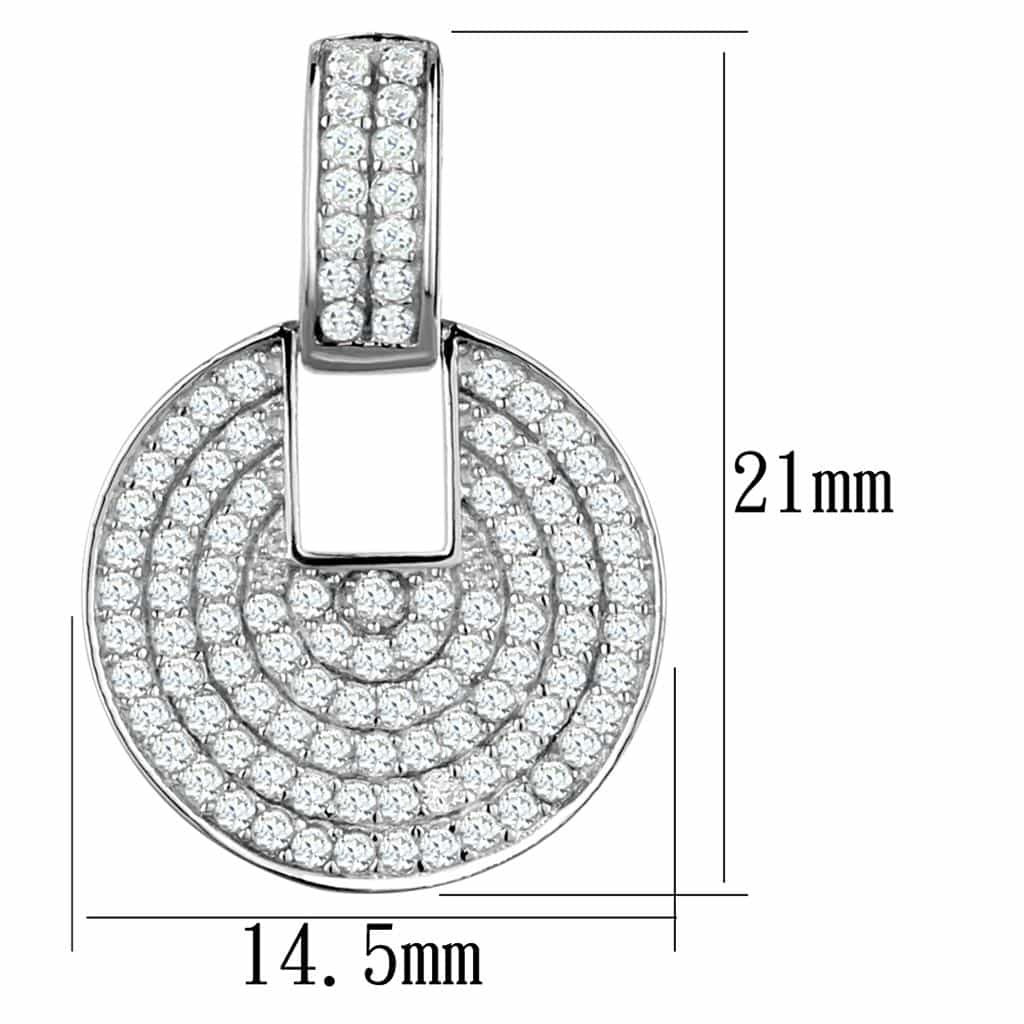 Sterling Silver CZ Pave Disc Circle Huggie Drop Earrings view 2