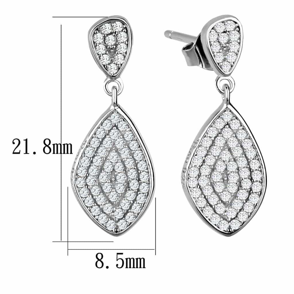 Sterling Silver CZ Pave Teardrop Double Halo Drop Earrings view 2