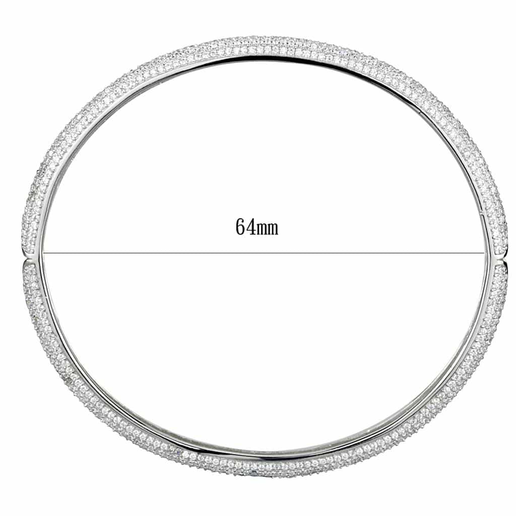 Sterling Silver CZ Pave Milgrain Thin Bangle Bracelet view 2