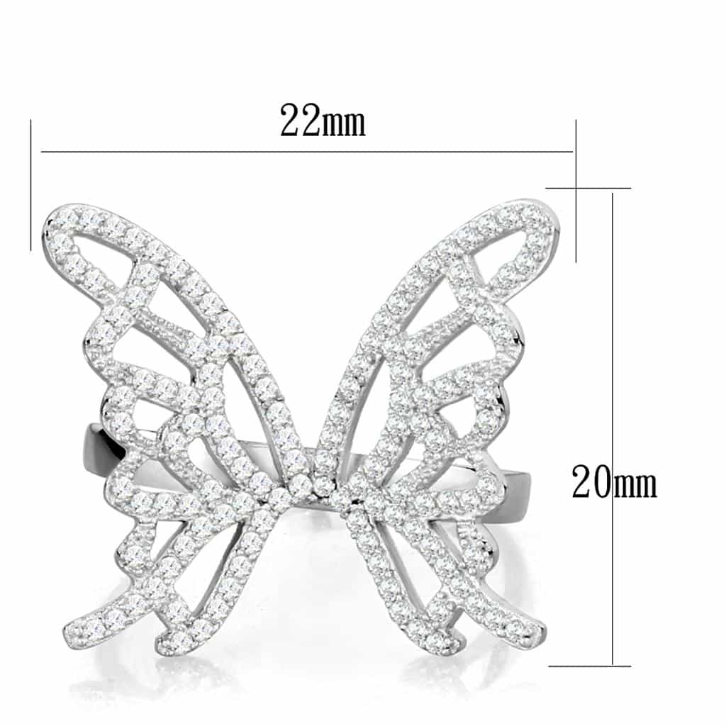 Sterling Silver CZ Pave Butterfly Open Wide Ring view 7