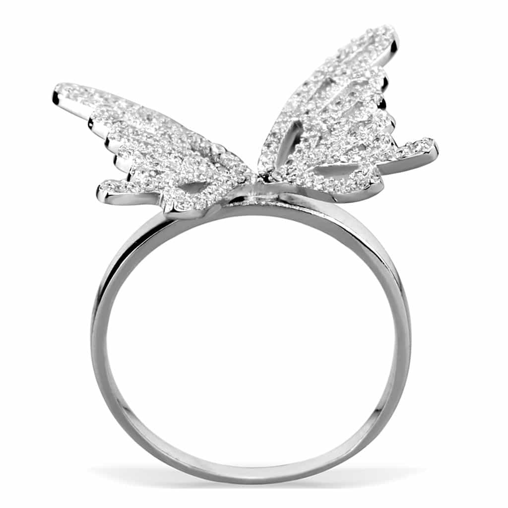 Sterling Silver CZ Pave Butterfly Open Wide Ring view 8