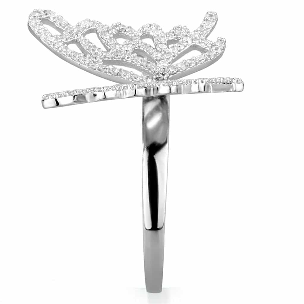 Sterling Silver CZ Pave Butterfly Open Wide Ring view 9