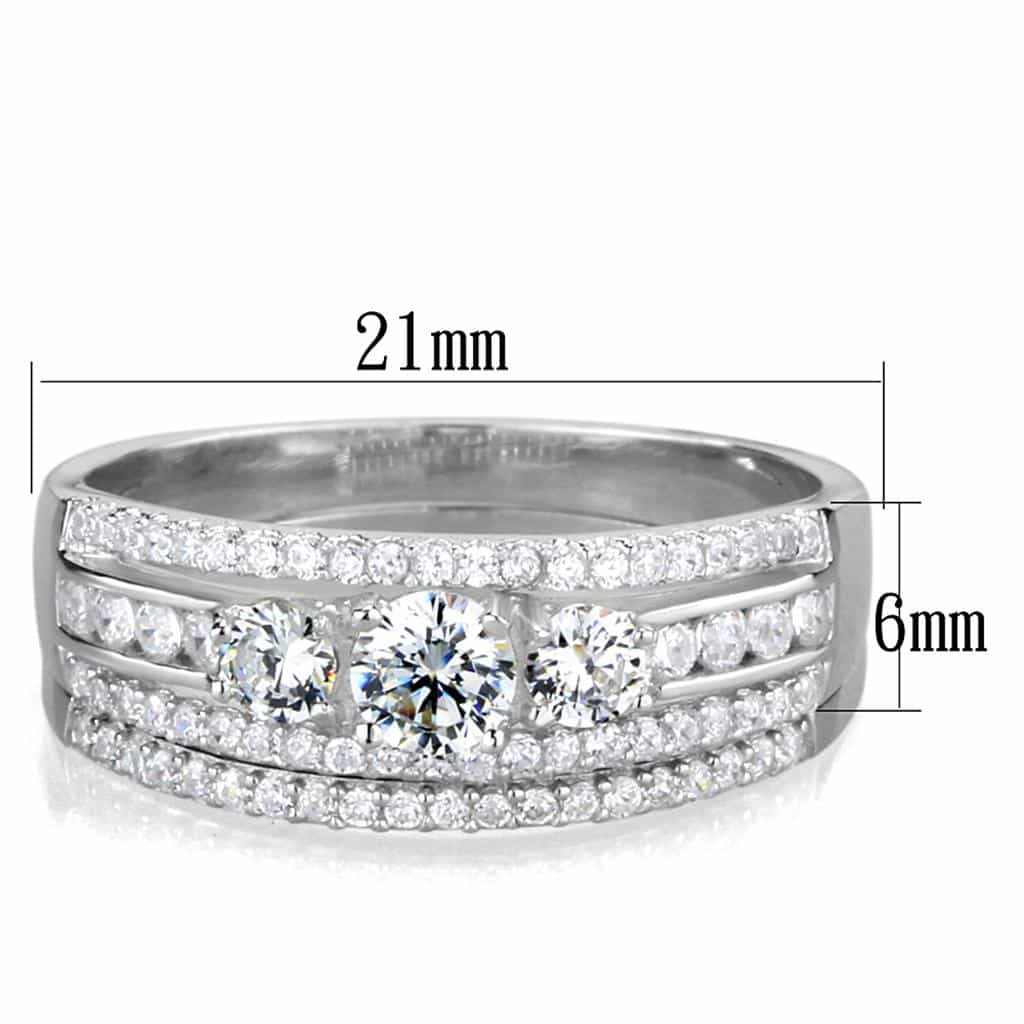 Sterling Silver CZ Round Halo Pave Bridal Set Ring view 7