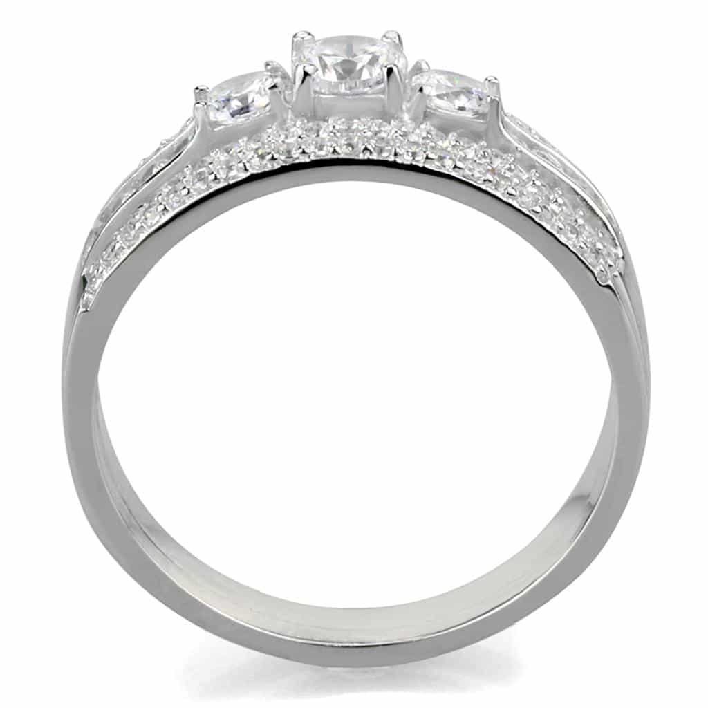 Sterling Silver CZ Round Halo Pave Bridal Set Ring view 3
