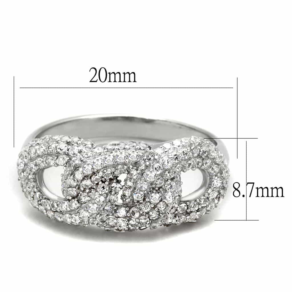 Sterling Silver CZ Round Pave Woven Infinity Wide Ring view 7