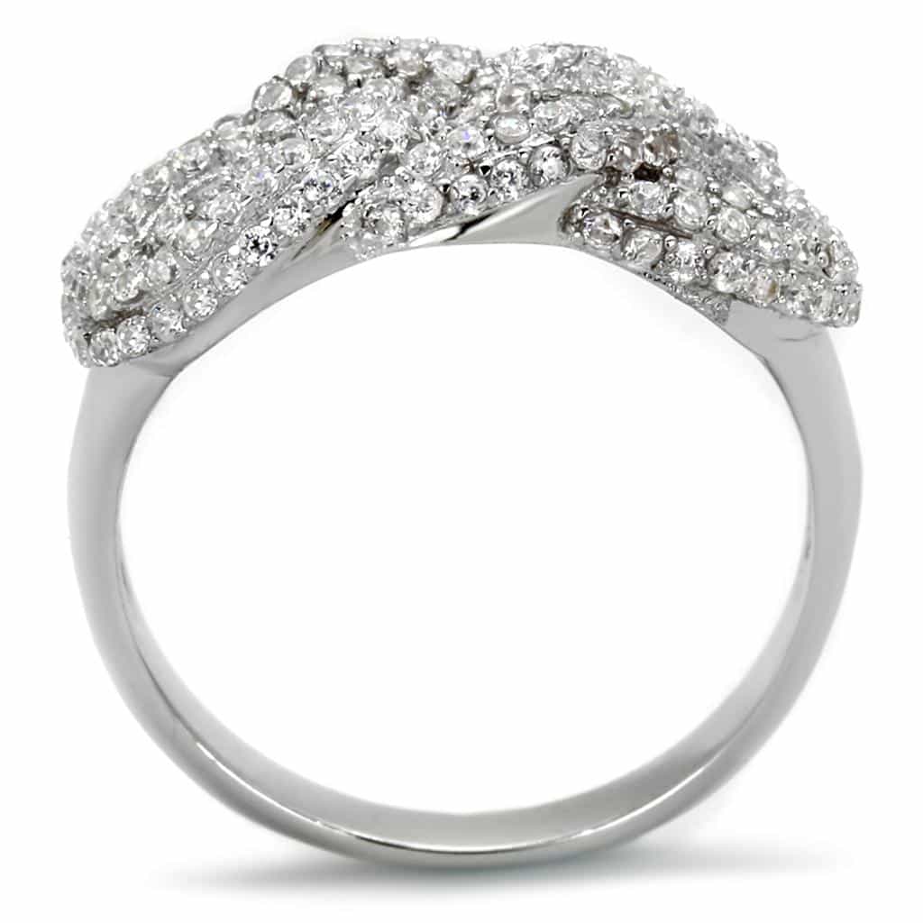 Sterling Silver CZ Round Pave Woven Infinity Wide Ring view 8