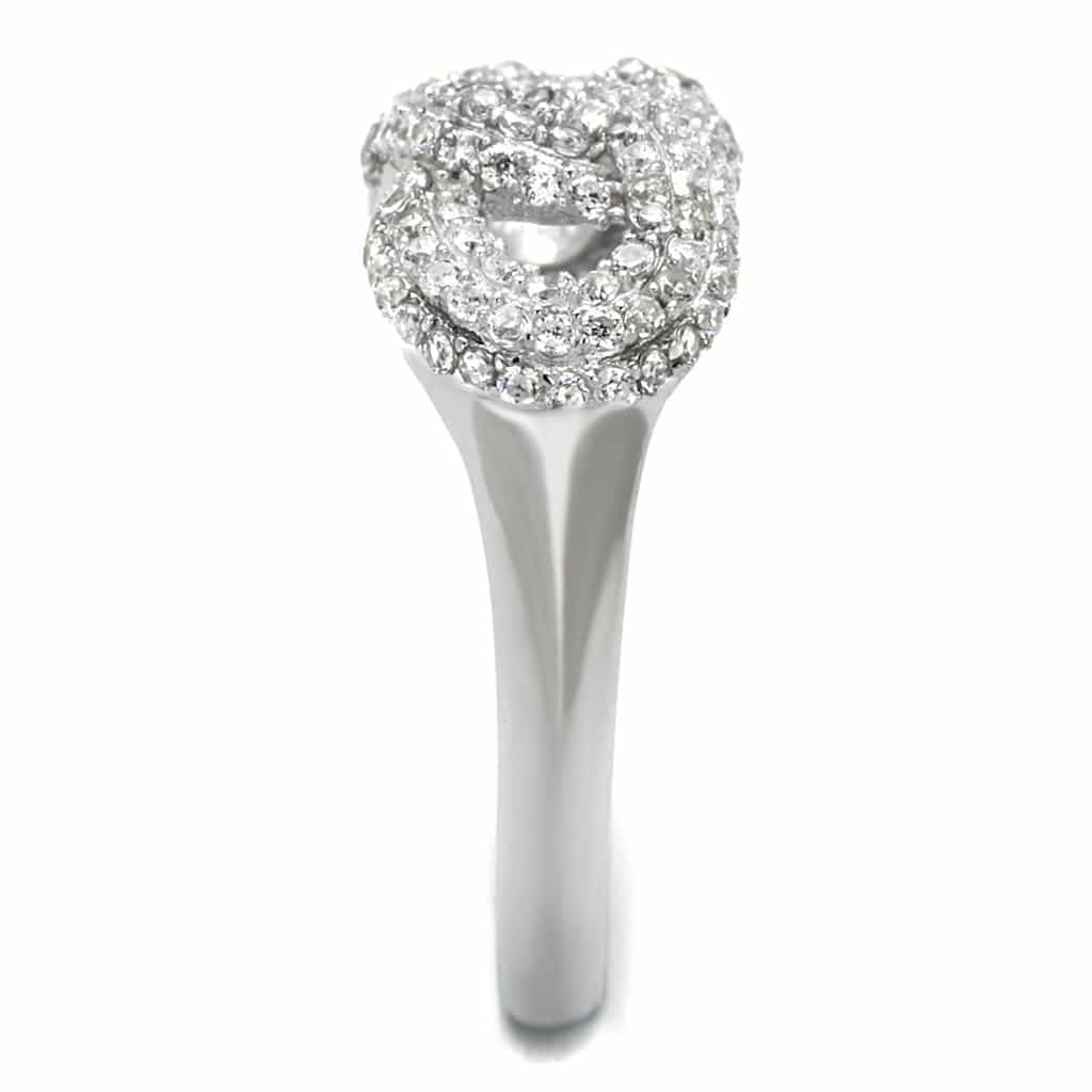 Sterling Silver CZ Round Pave Woven Infinity Wide Ring view 9