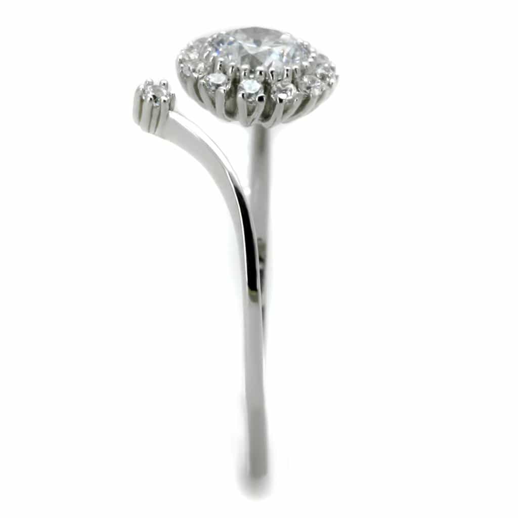 Sterling Silver CZ Round Flower Petal Halo Ring view 9