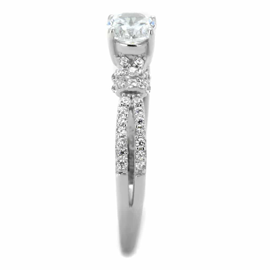 Sterling Silver CZ Round Triple Past Present Future Pave Ring view 9