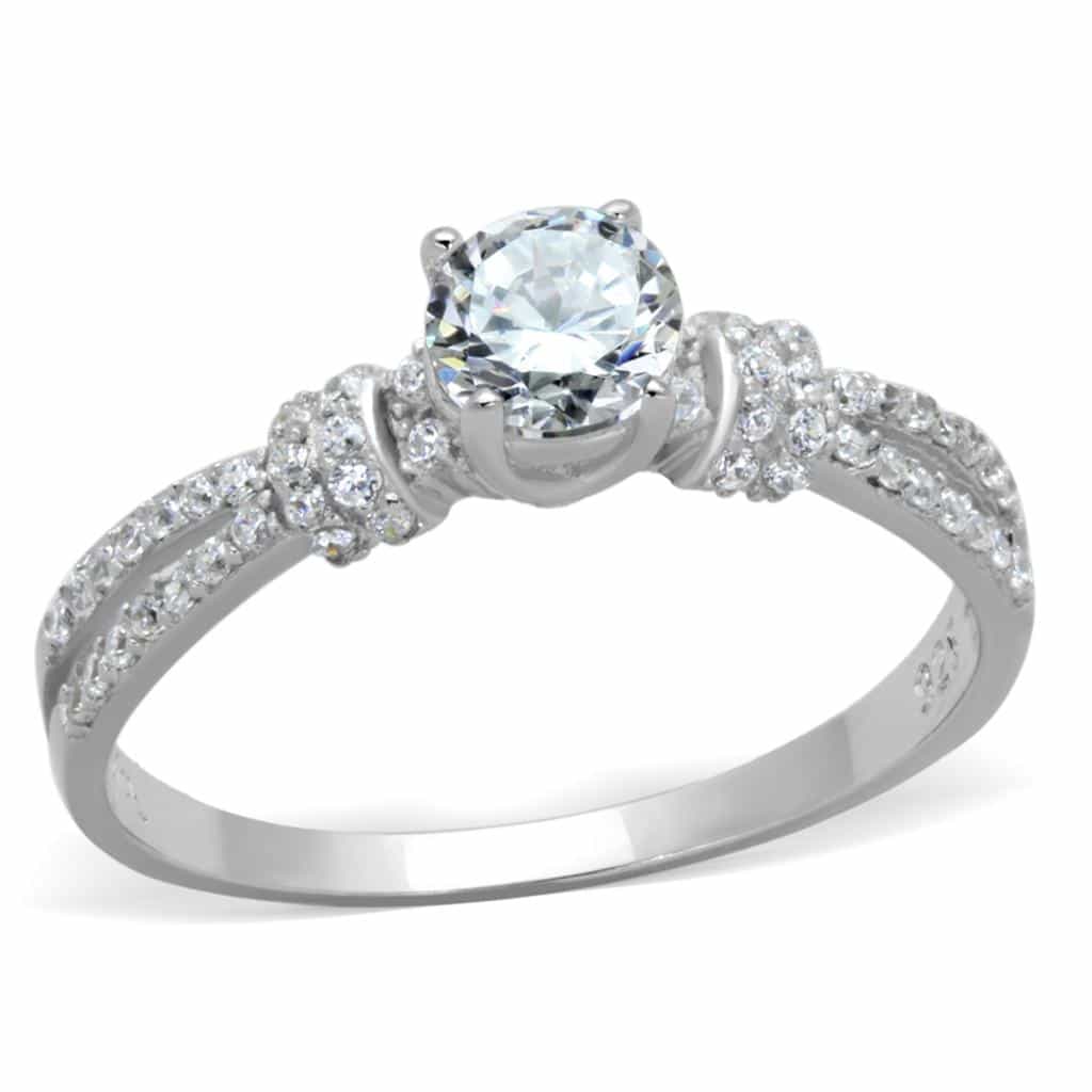 Sterling Silver CZ Round Triple Past Present Future Pave Ring view 5