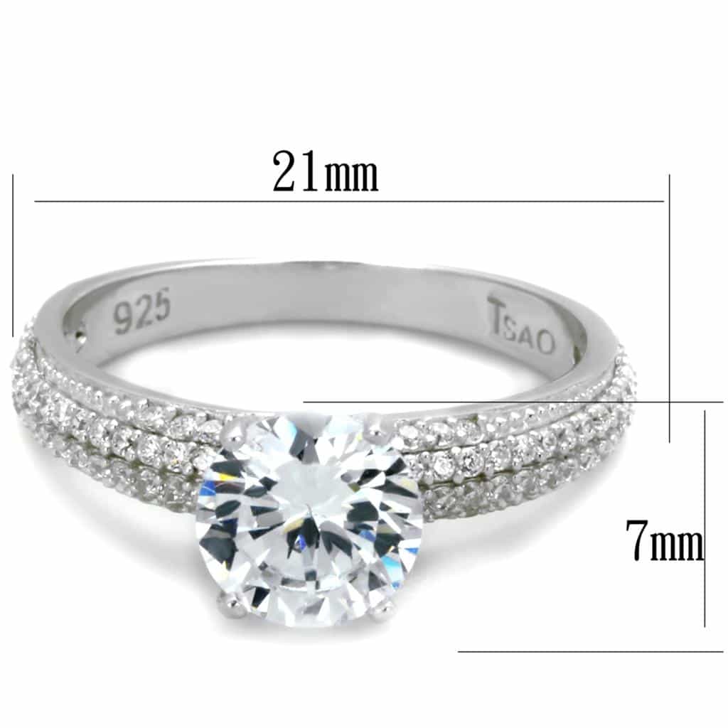 Sterling Silver CZ Round Multi Row Pave Cathedral Ring view 7
