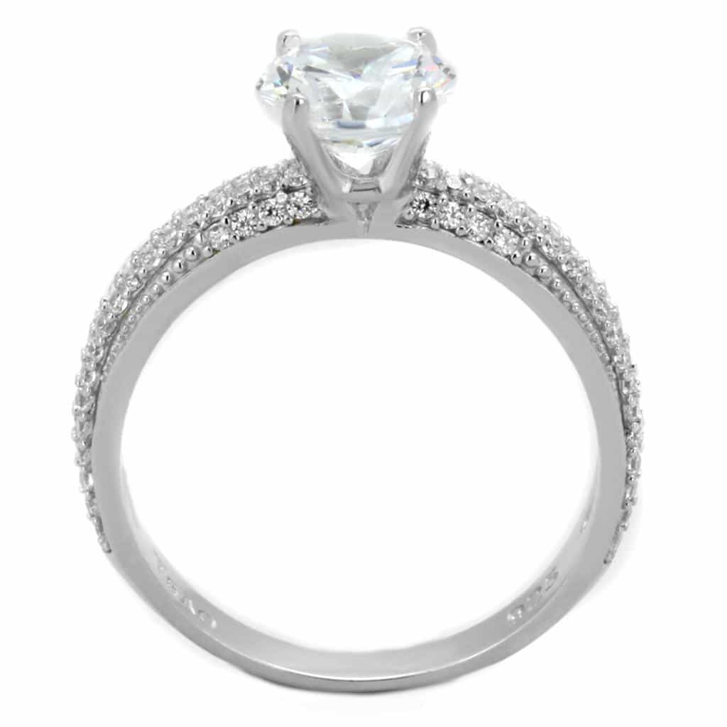 Sterling Silver CZ Round Multi Row Pave Cathedral Ring view 8