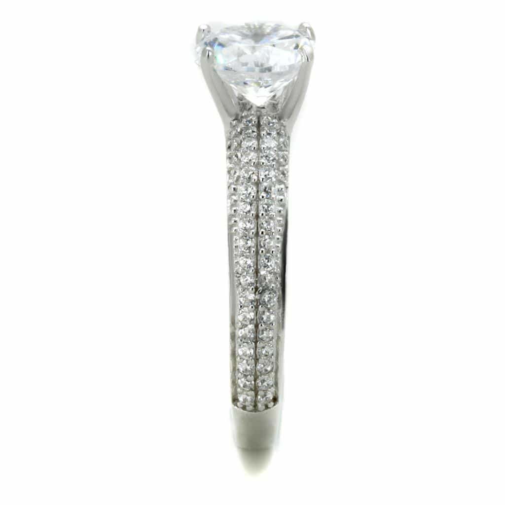 Sterling Silver CZ Round Multi Row Pave Cathedral Ring view 9