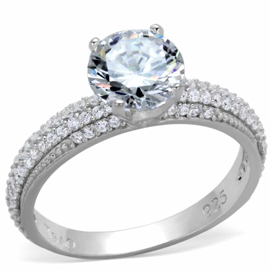 Sterling Silver CZ Round Multi Row Pave Cathedral Ring view 10