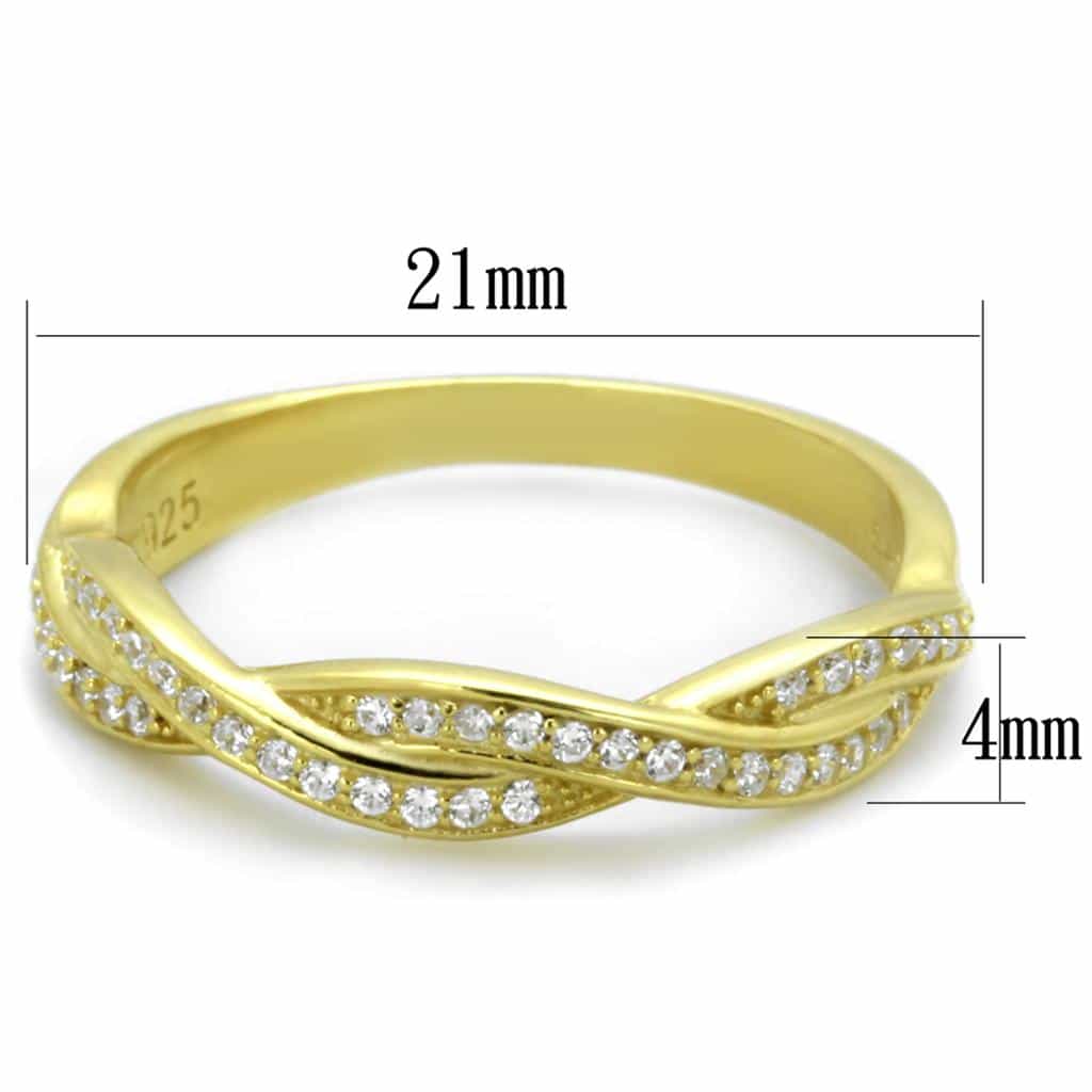Sterling Silver Gold Two Tone CZ Twisted Infinity Pave Ring view 2