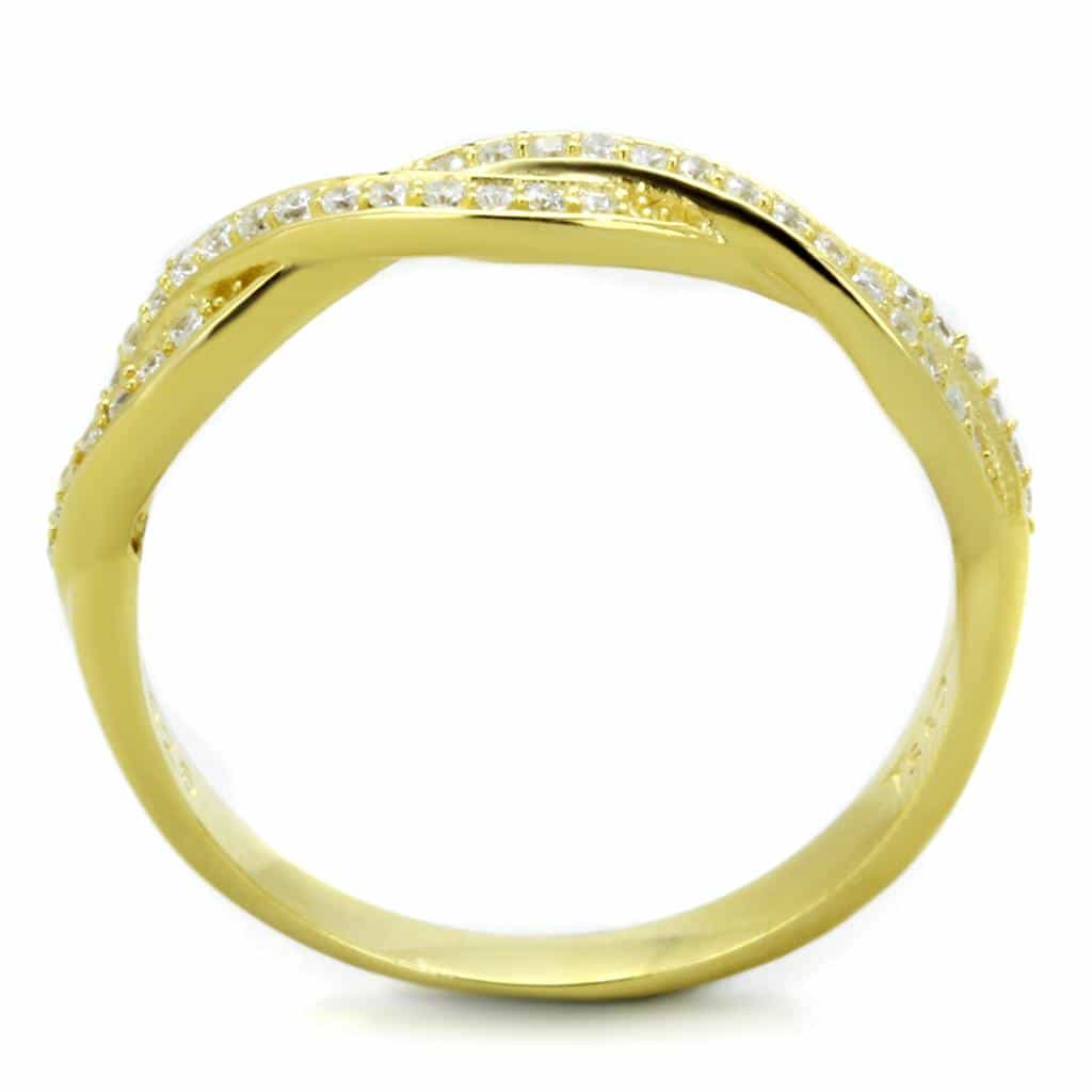 Sterling Silver Gold Two Tone CZ Twisted Infinity Pave Ring view 8