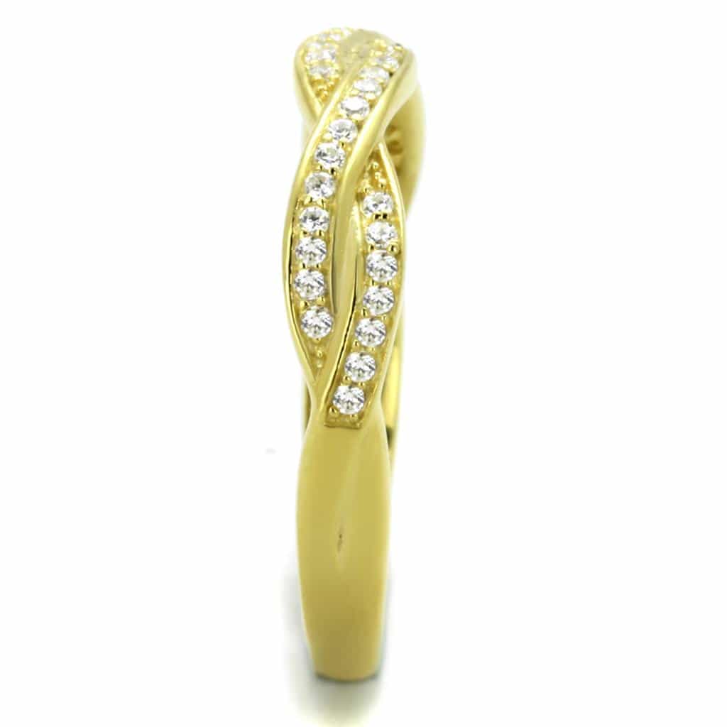 Sterling Silver Gold Two Tone CZ Twisted Infinity Pave Ring view 4