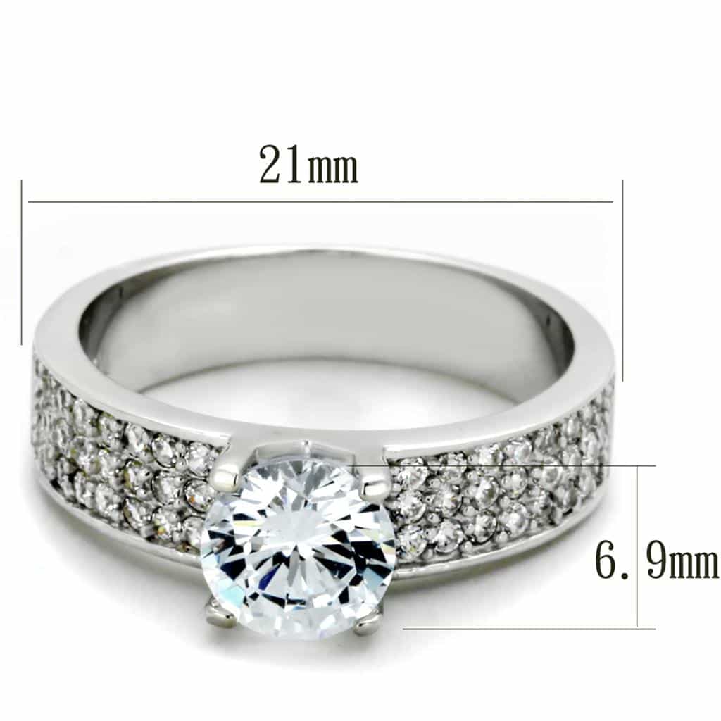 Sterling Silver CZ Round Solitaire Four Prong Pave Ring view 2