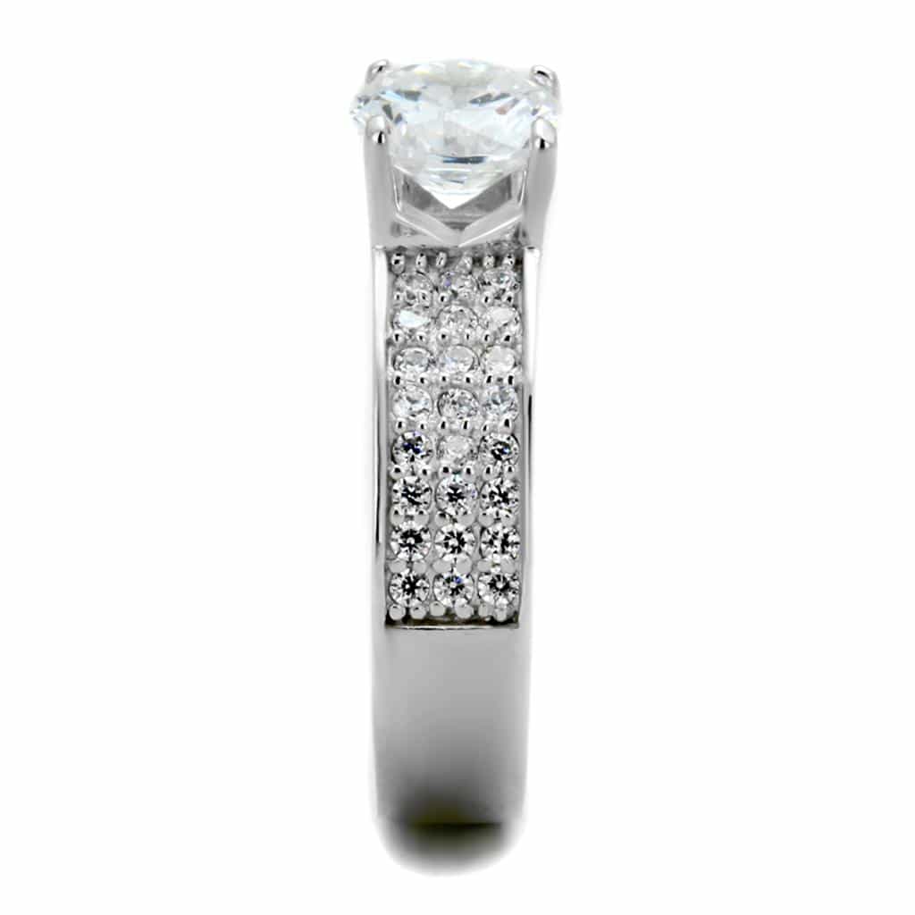 Sterling Silver CZ Round Solitaire Four Prong Pave Ring view 9