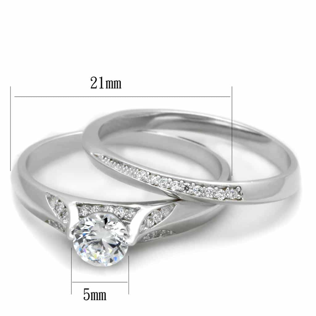 Sterling Silver CZ Round Six Prong Split Shank Bridal Set Ring view 7