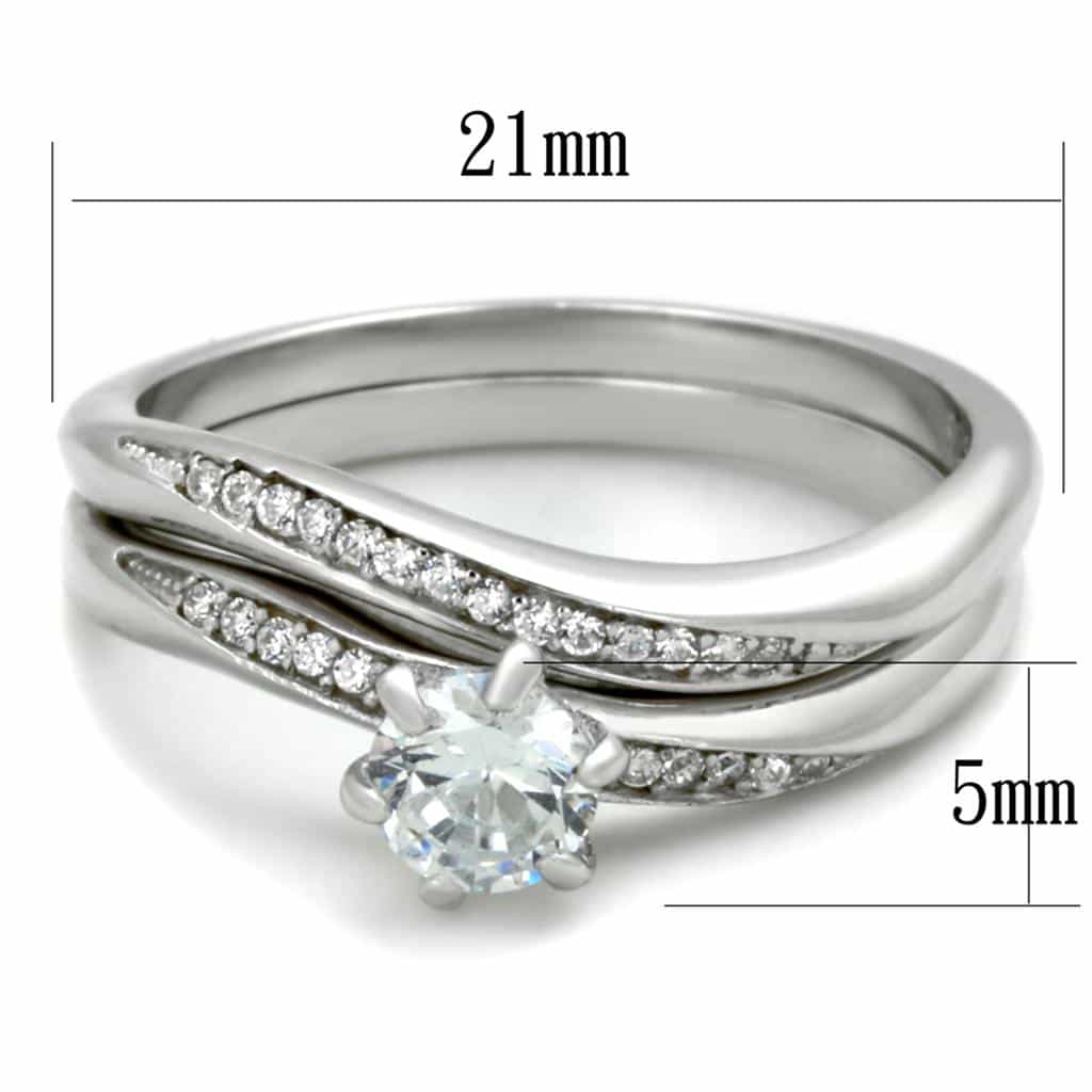 Sterling Silver CZ Round Twist Split Pave Bridal Set Ring view 2