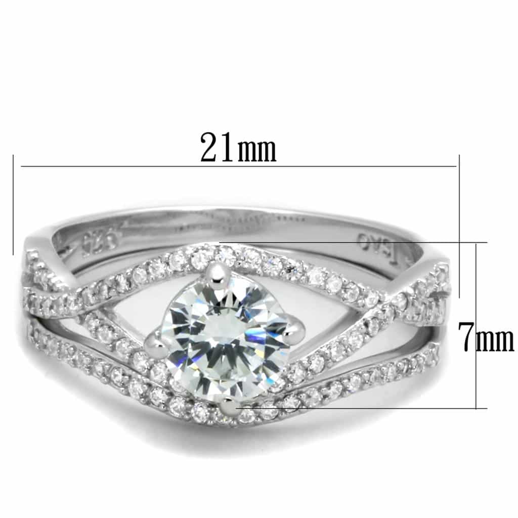 Sterling Silver CZ Round Twisted Pave Bridal Set Ring view 2