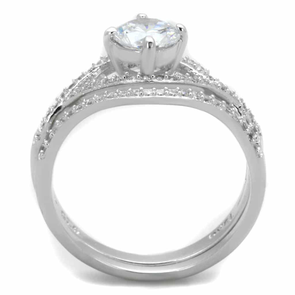 Sterling Silver CZ Round Twisted Pave Bridal Set Ring view 8